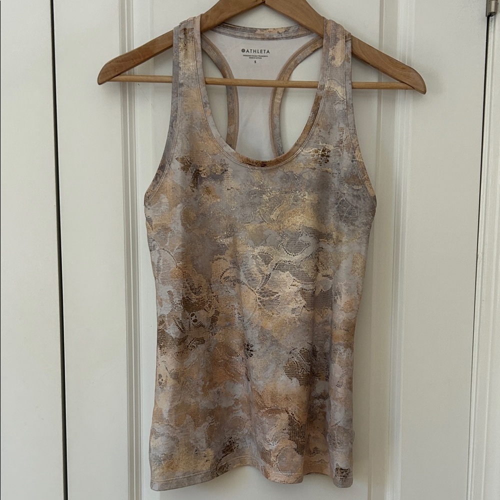 Athleta gold silver racerback tank top workout S